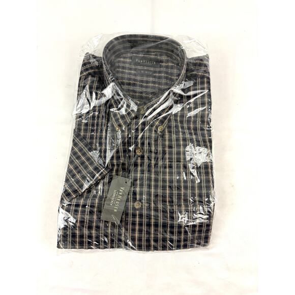 Vintage 90s Van Heusen Seersucker Button Down Short Sleeve Shirt Large 16-16 1/2 - Picture 7 of 8